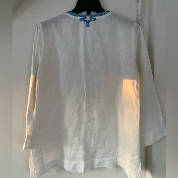 Lilly Pulitzer Amelia Island Embroidered Linen Tunic Top White Size Small - Picture 8 of 10